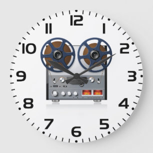 Reloj Redondo Grande Cinta de bobina abierta vintage para audiófilos