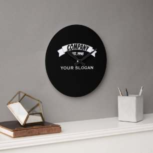 Reloj Redondo Grande Cinta de pancarta, nombre de la empresa