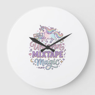 Reloj Redondo Grande Cinta de Unicornio Magia Adorable Pegatina y Camis