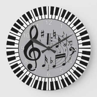 Reloj Redondo Grande Circular Piano Keys And Music Notes