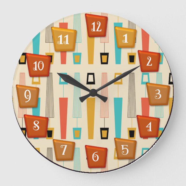 Reloj Redondo Grande Circular retro atómico (Anverso)