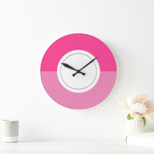 Reloj Redondo Grande Círculo central de aro rosa de dos tonos modernos 