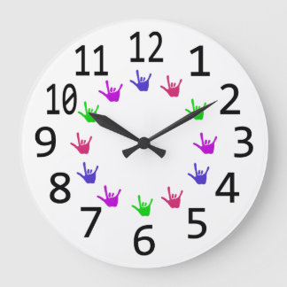 Reloj Redondo Grande Círculo colorido de amor lenguaje de Rótulo Manos 