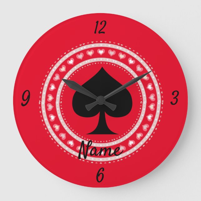 Reloj Redondo Grande Círculo Corazones Negro Espadas Thunder_Cove (Anverso)