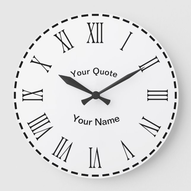 Reloj Redondo Grande Círculo de guiones con números romanos radiantes (Anverso)