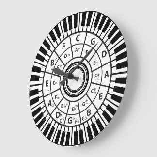 Reloj Redondo Grande Círculo de las llaves del piano de los cincuenta
