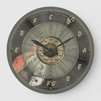 Reloj Redondo Grande Círculo de quintos - guitarra del vintage