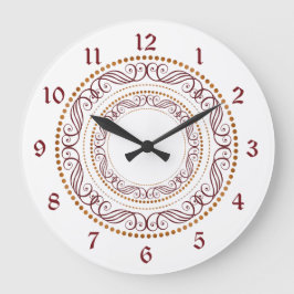 Reloj Redondo Grande Círculo Decorativo Rojo Retro