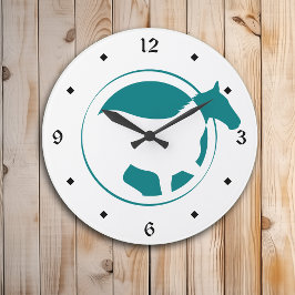 Reloj Redondo Grande Círculo verde azulado moderno del caballo