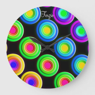 Reloj Redondo Grande Círculos 3D divertidos y coloridos
