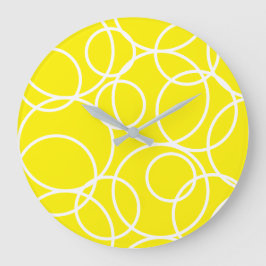 Reloj Redondo Grande Círculos blancos geométricos Resumen moderno amari