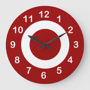 Reloj Redondo Grande Círculos blancos y rojos profundos