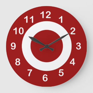 Reloj Redondo Grande Círculos blancos y rojos profundos