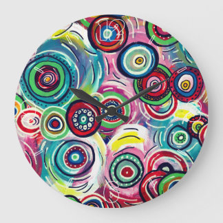 Reloj Redondo Grande Círculos coloridos y relámpagos arte abstracto ori