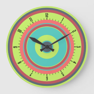 Reloj Redondo Grande Círculos concéntricos coloridos 04