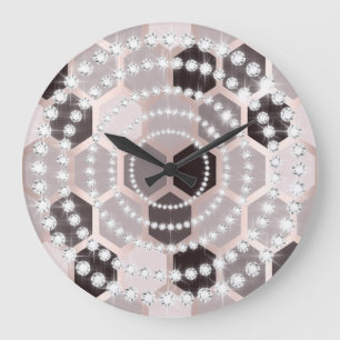 Reloj Redondo Grande Círculos de plata grises color de rosa del