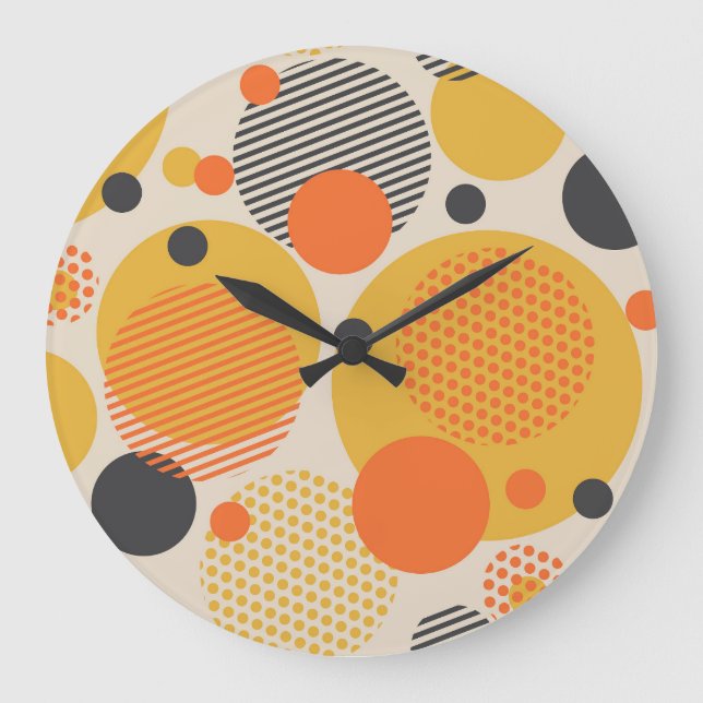 Reloj Redondo Grande Círculos geométricos retro: 60 años de antigüedad (Anverso)