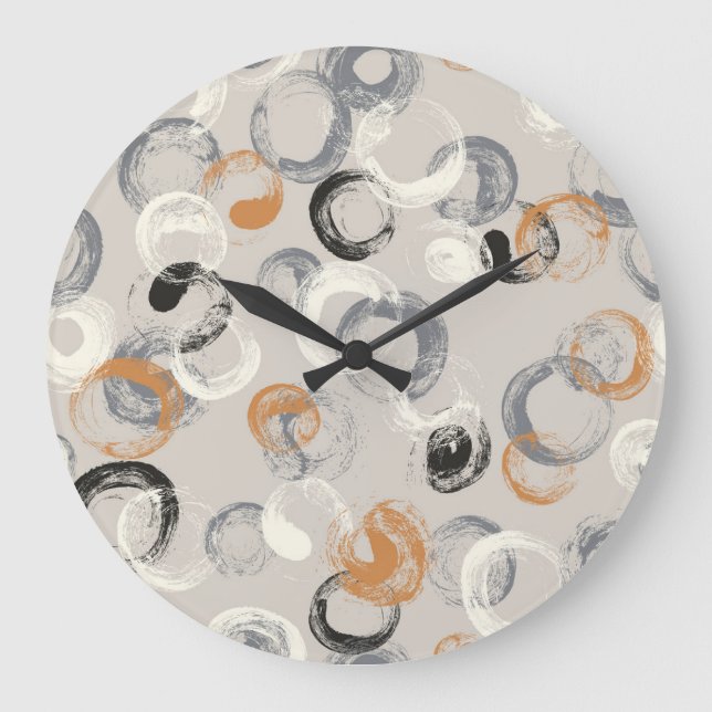 Reloj Redondo Grande Círculos grises: Patrón continuo simple (Anverso)