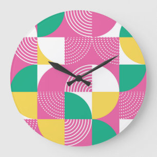Reloj Redondo Grande Círculos Vintage: Armonía Gráfico.