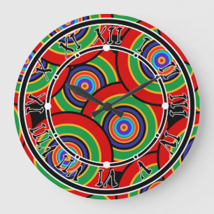 Reloj Redondo Grande Círculos y anillos retro