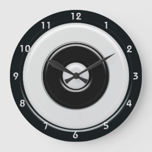 Reloj Redondo Grande Círculos y diana negros y blancos con números