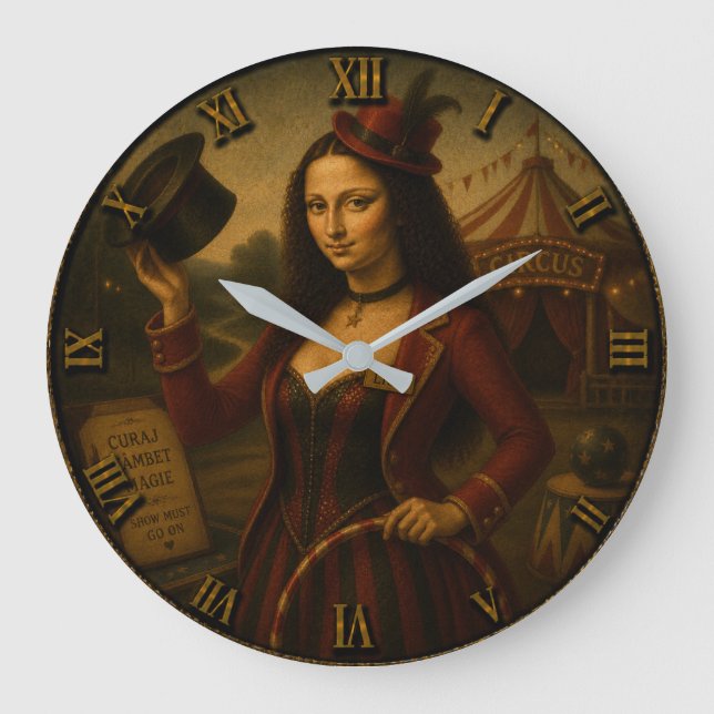 Reloj Redondo Grande Circus Ringmaster Funny Mona Lisa Circus Performer (Anverso)