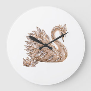 Reloj Redondo Grande Cisne de Cristal de Lujo