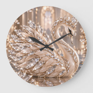 Reloj Redondo Grande Cisne de Cristal de Lujo
