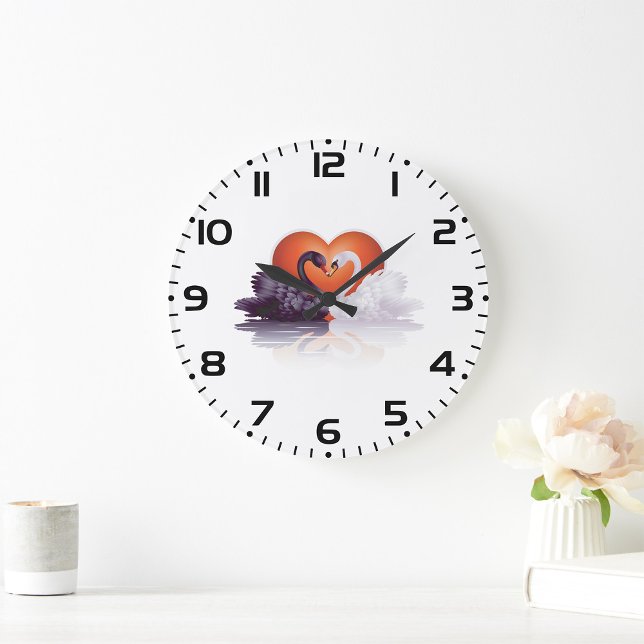 Reloj Redondo Grande Cisne Negra Y Blanca (Subido por el creador)