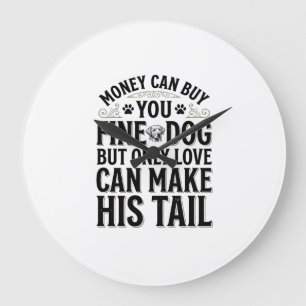 Reloj Redondo Grande Cita de amor de perro vintage tipografía Diseño_1