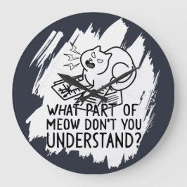 Reloj Redondo Grande Cita de gato divertida de White Splash
