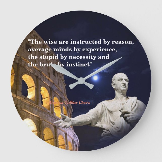 Reloj Redondo Grande Cita De Marcus Tullius Cicero Por Razón (Anverso)