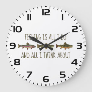 Reloj Redondo Grande Cita de pesca de trucha arcoíris marrón
