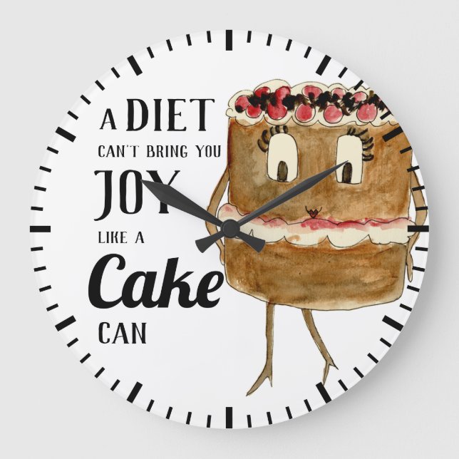 Reloj Redondo Grande Cita de tarta divertida (Anverso)