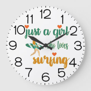 Reloj Redondo Grande Cita de verano simple a un chica que ama el surf