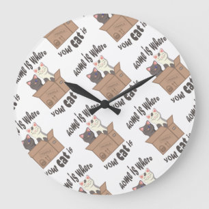 Reloj Redondo Grande Cita divertida Home es donde está tu gato