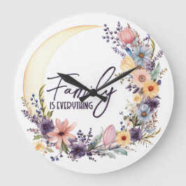 Reloj Redondo Grande Cita familiar en la Wreath de Boho