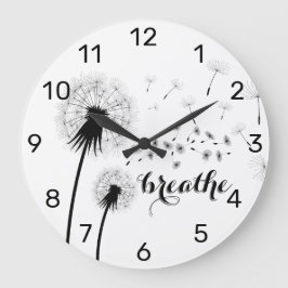 Reloj Redondo Grande Cita Inspiradora moderna BREATHE Dandelion