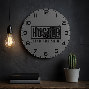 Reloj Redondo Grande Cita Motivacional de Esfuerzo, Trabajo y Brillo