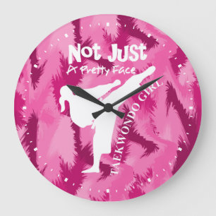 Reloj Redondo Grande Cita Taekwondo Cute Pink White Girly