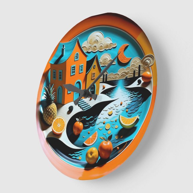 Reloj Redondo Grande Citrus Dreamscape (Ángulo)