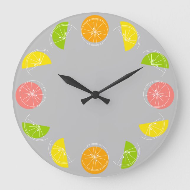 Reloj Redondo Grande Citrus White clock round grey (Anverso)