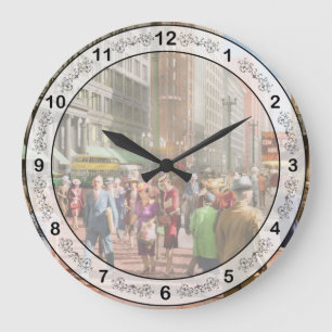 Reloj Redondo Grande Ciudad - Chicago - Multitudes de compras 1940