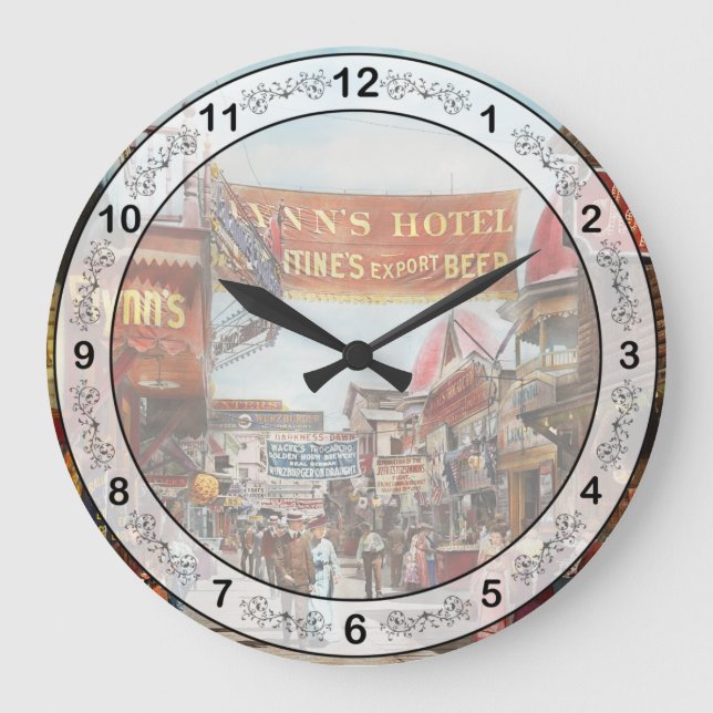 Reloj Redondo Grande Ciudad - Coney Island NY - Bowery Beer 1903 (Anverso)