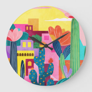 Reloj Redondo Grande Ciudad de Cactus