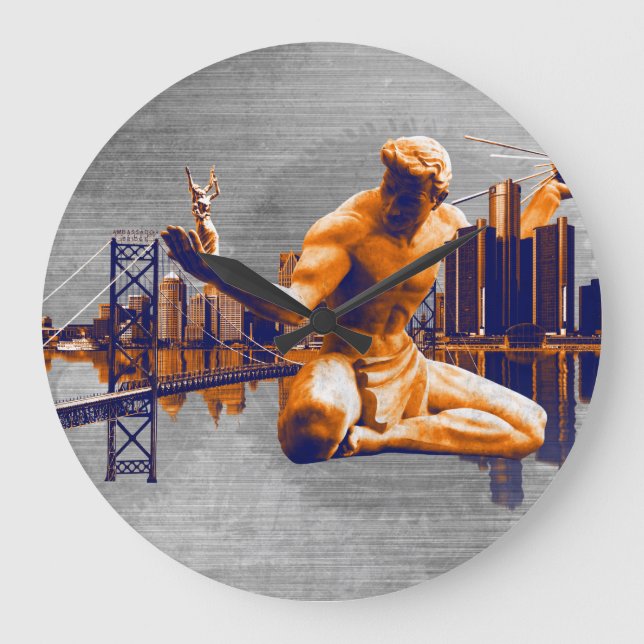Reloj Redondo Grande Ciudad de Detroit (Anverso)