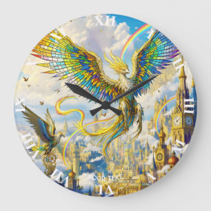 Reloj Redondo Grande Ciudad de Griffin Steampunk Lindo Fantasía