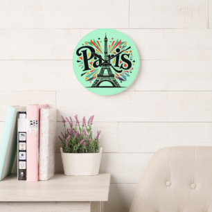 Reloj Redondo Grande Ciudad de las Luces: Audaz Arte de la tipografía d