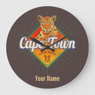 Reloj Redondo Grande Ciudad del Cabo Sudáfrica Retro Leopardo Vintage