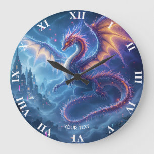 Reloj Redondo Grande Ciudad del Dragón Azul